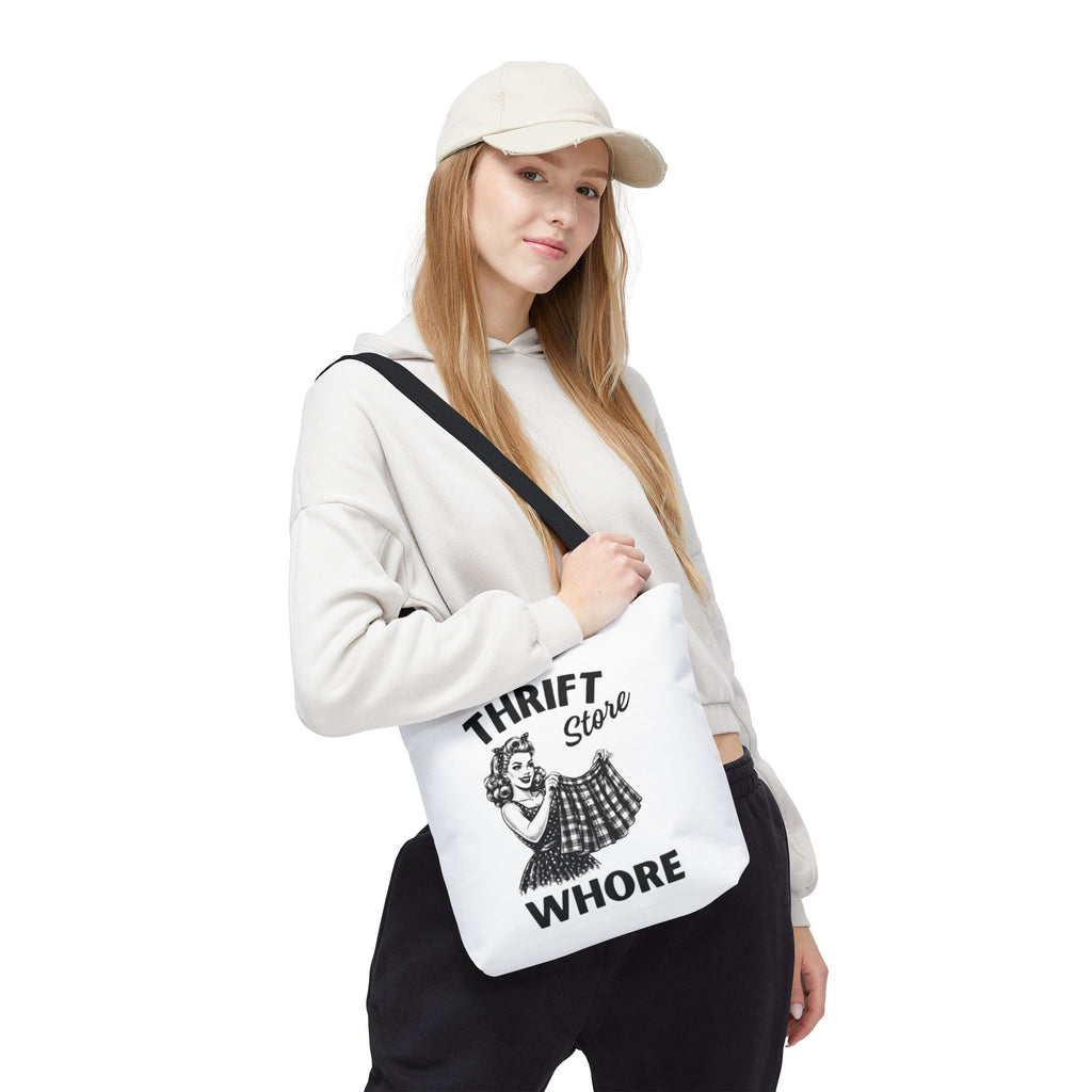 Thrift Store Whore Tote Bag – Funny Vintage Pin-Up Thrifting Quote