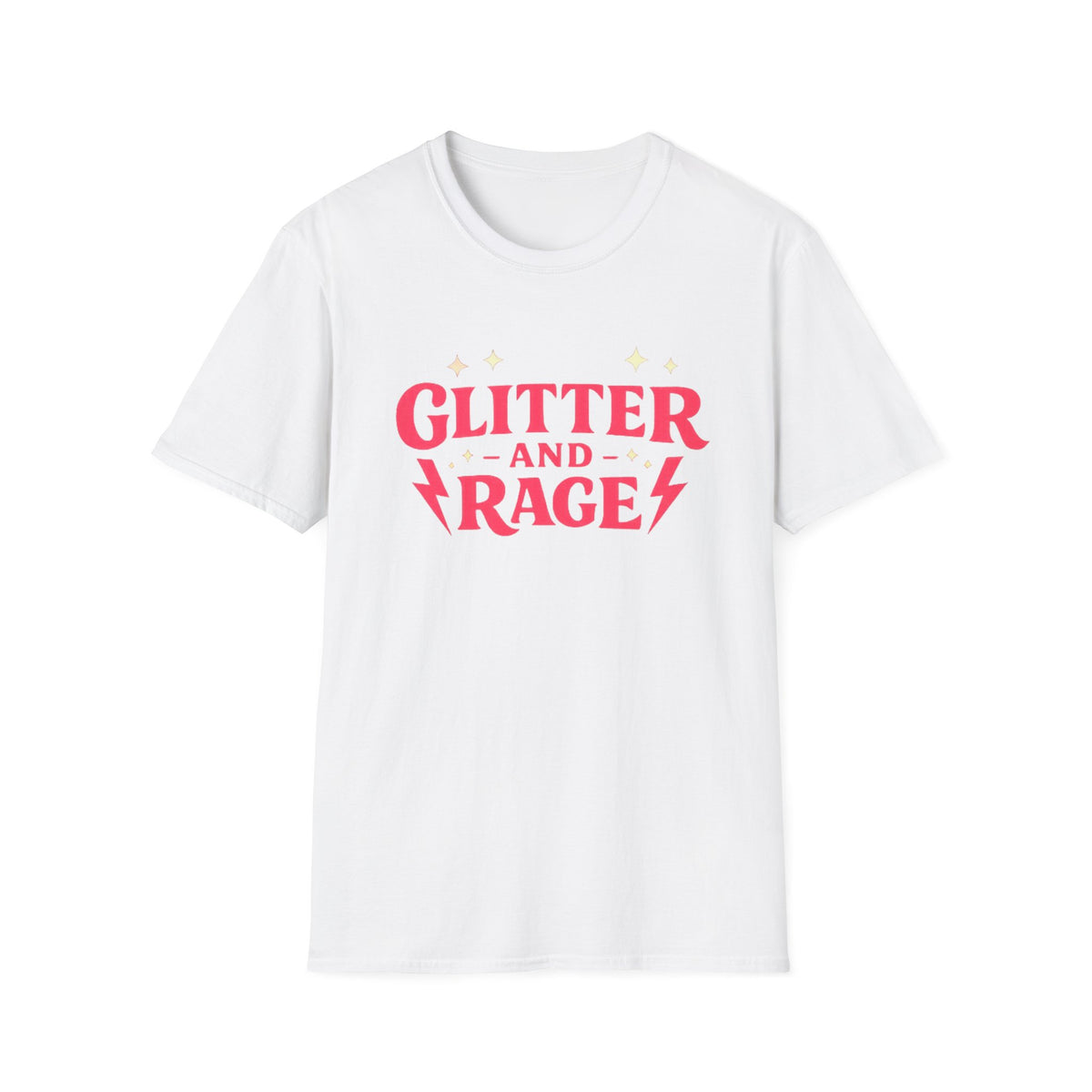 Glitter And Rage Signature Logo Shirt | Feminist Brand Tee | Bold Pink Lightning Bolt Graphic T-Shirt