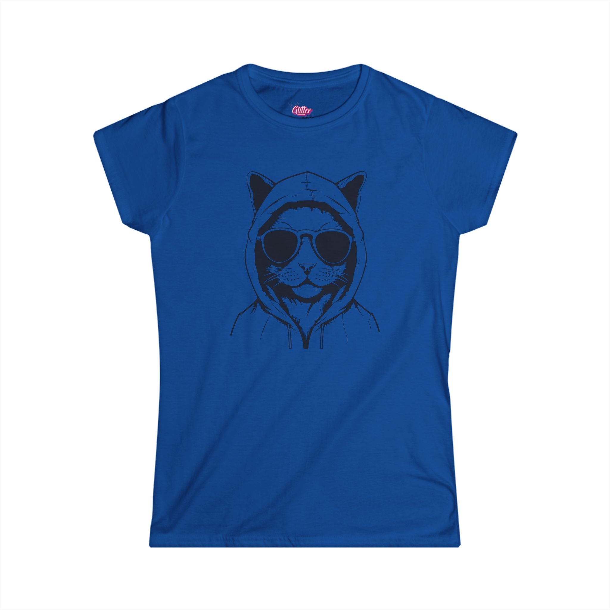 Cat in Hoodie Tee — Cool Cat Graphic Women's T-Shirt