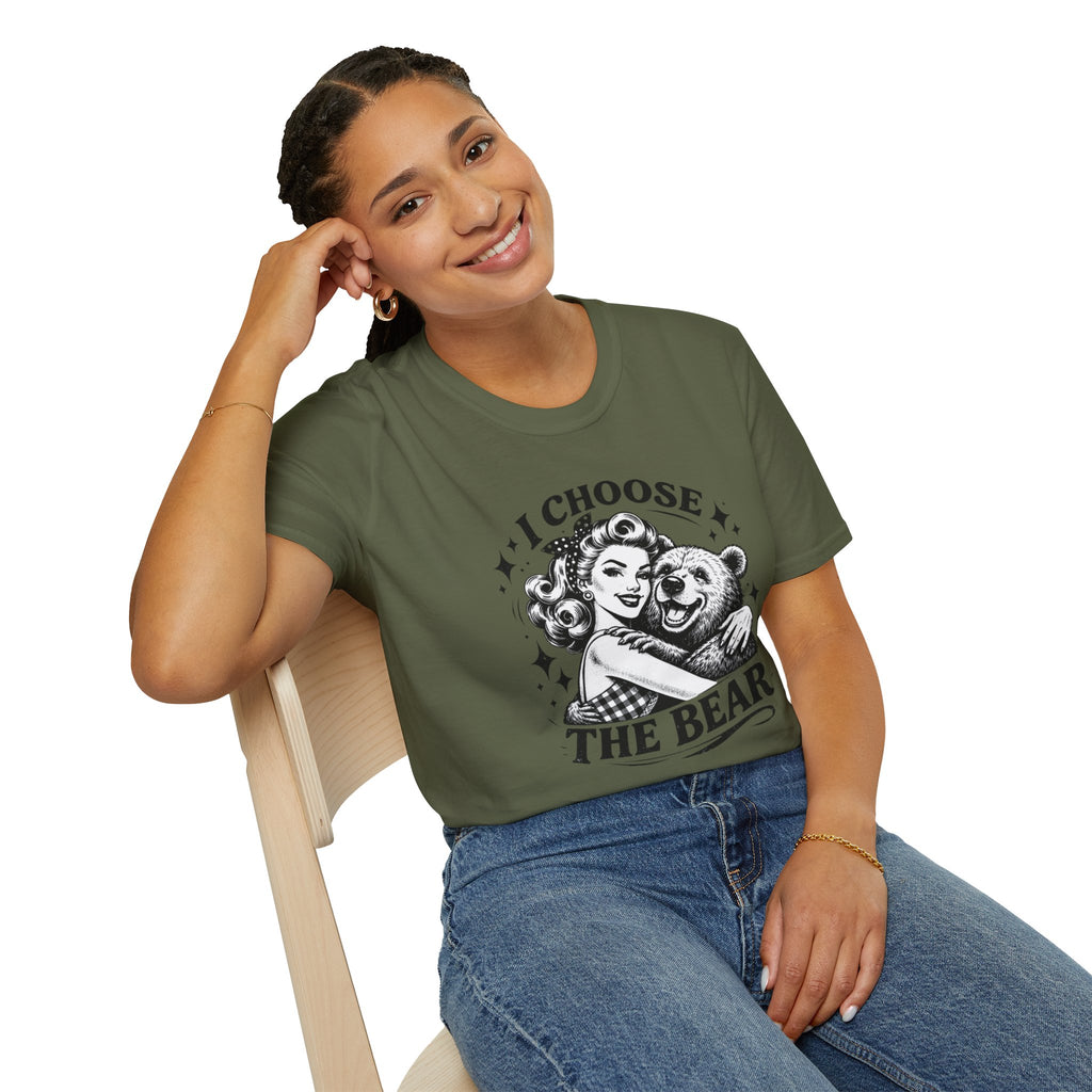 I Choose The Bear T-Shirt — Vintage Pinup Bear Hug Tee