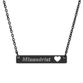 Cutout Heart Bar Necklace — Engraved Nameplate Pendant