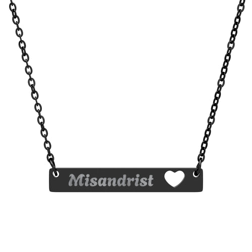 Cutout Heart Bar Necklace — Engraved Nameplate Pendant