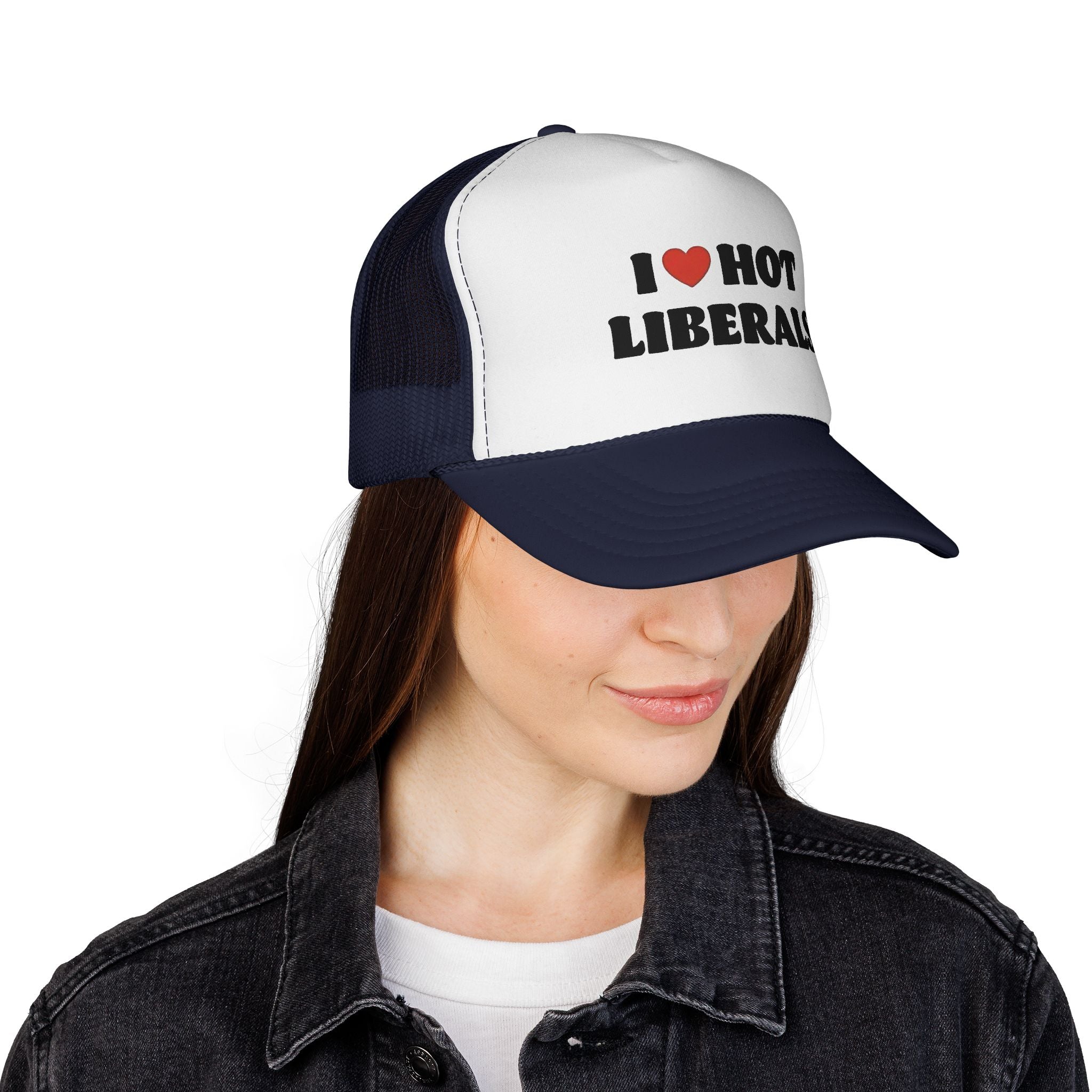 I  heart Hot Liberals Trucker Cap — Funny political trucker hat