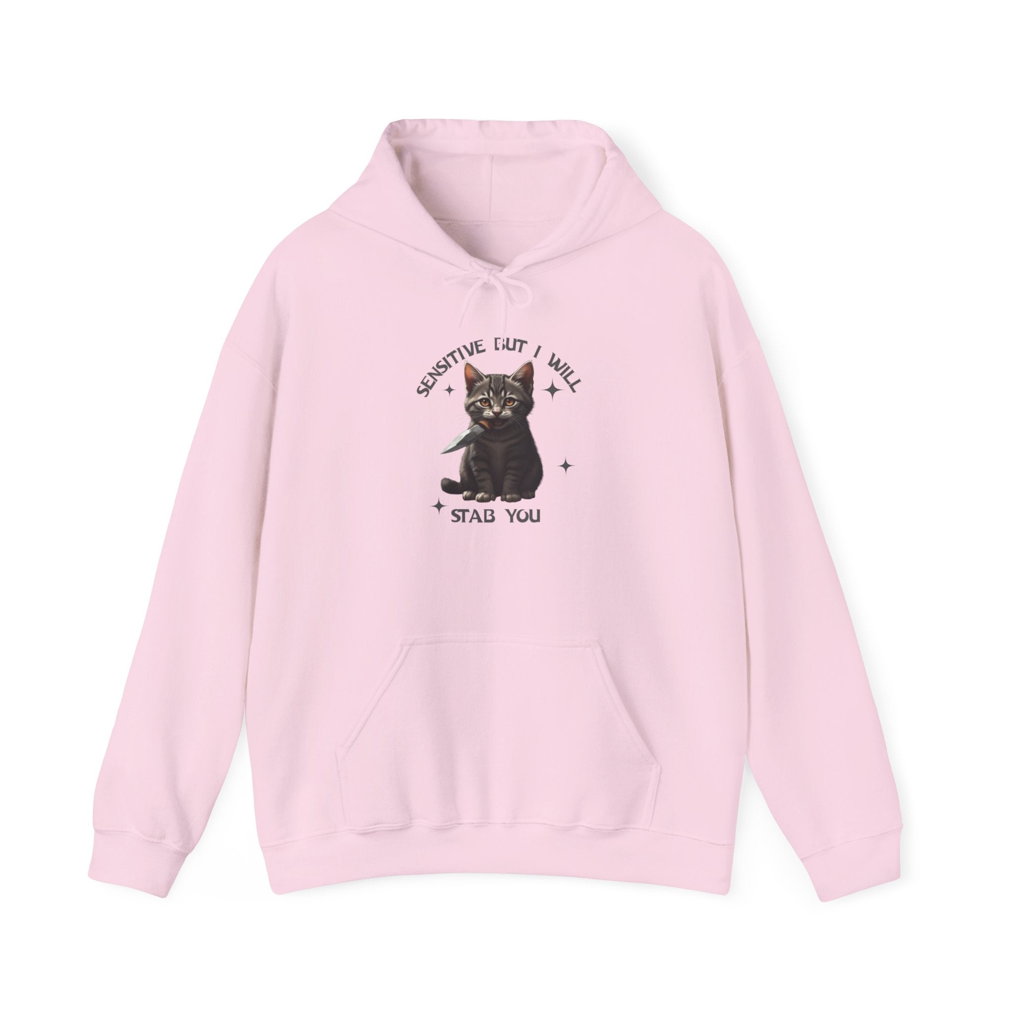 Cat Hoodie — "Sensitive, but I will stab you” Dark Cute Kitty