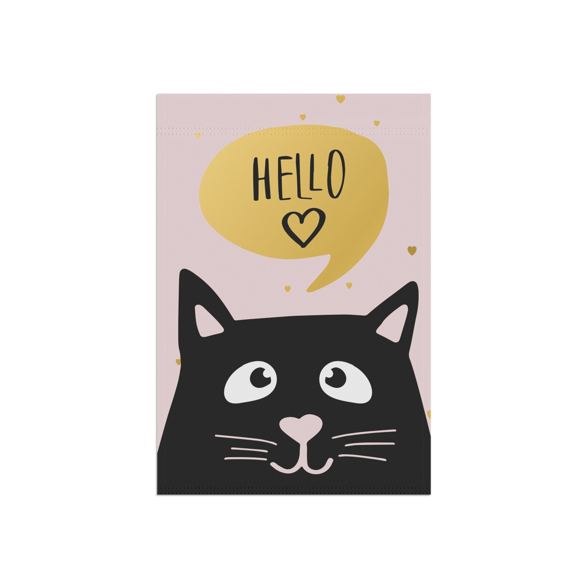 Hello Cat Garden Flag — Cute Black Cat 'Hello' Decorative Garden Banner