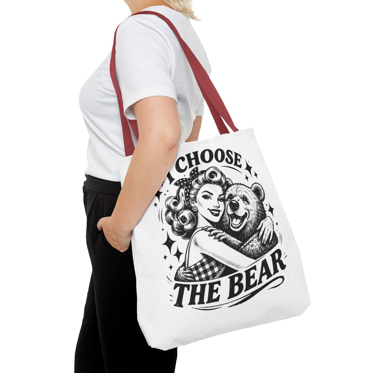 I Choose The Bear Retro Graphic Tote Bag