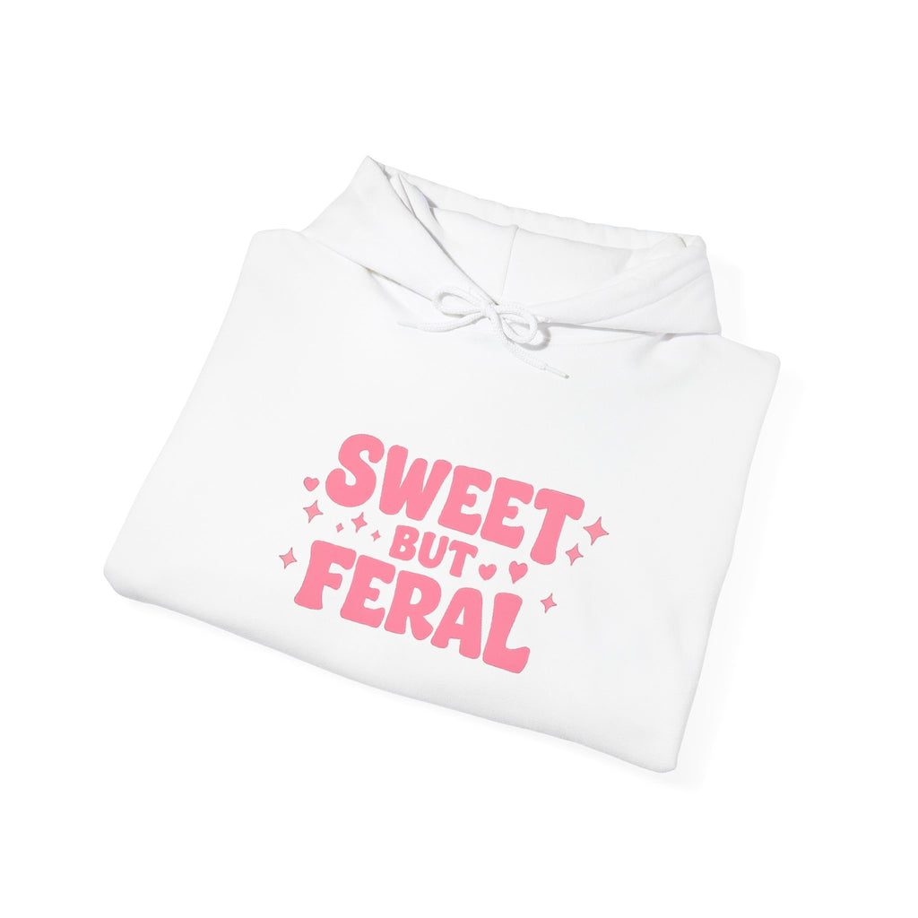 Hoodie — "Sweet But Feral" Pink Graphic Pullover