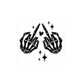 Skeleton Hands Kiss-Cut Vinyl Sticker — Middle Finger Heart Design