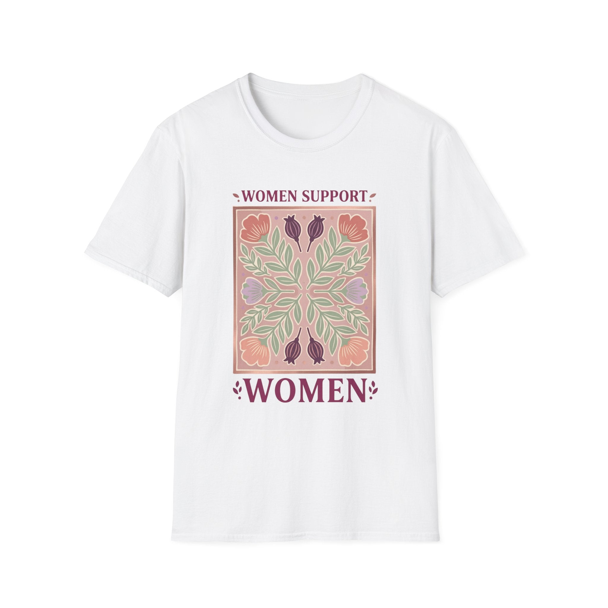 Women Support Women T-Shirt | Floral Botanical Feminist Tee | Boho Sage Green Graphic Shirt