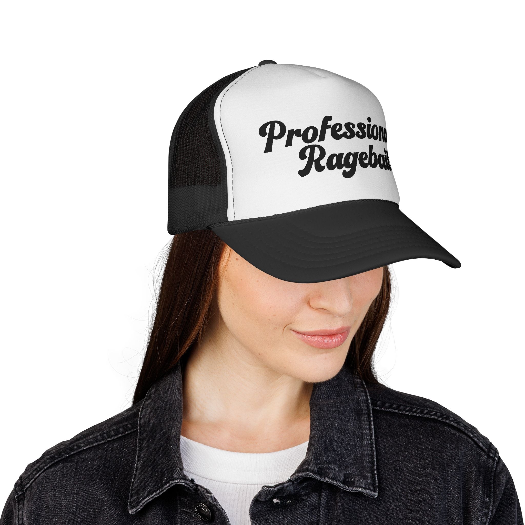 Trucker Cap — "Professional Ragebaiter" Retro Script Mesh Hat