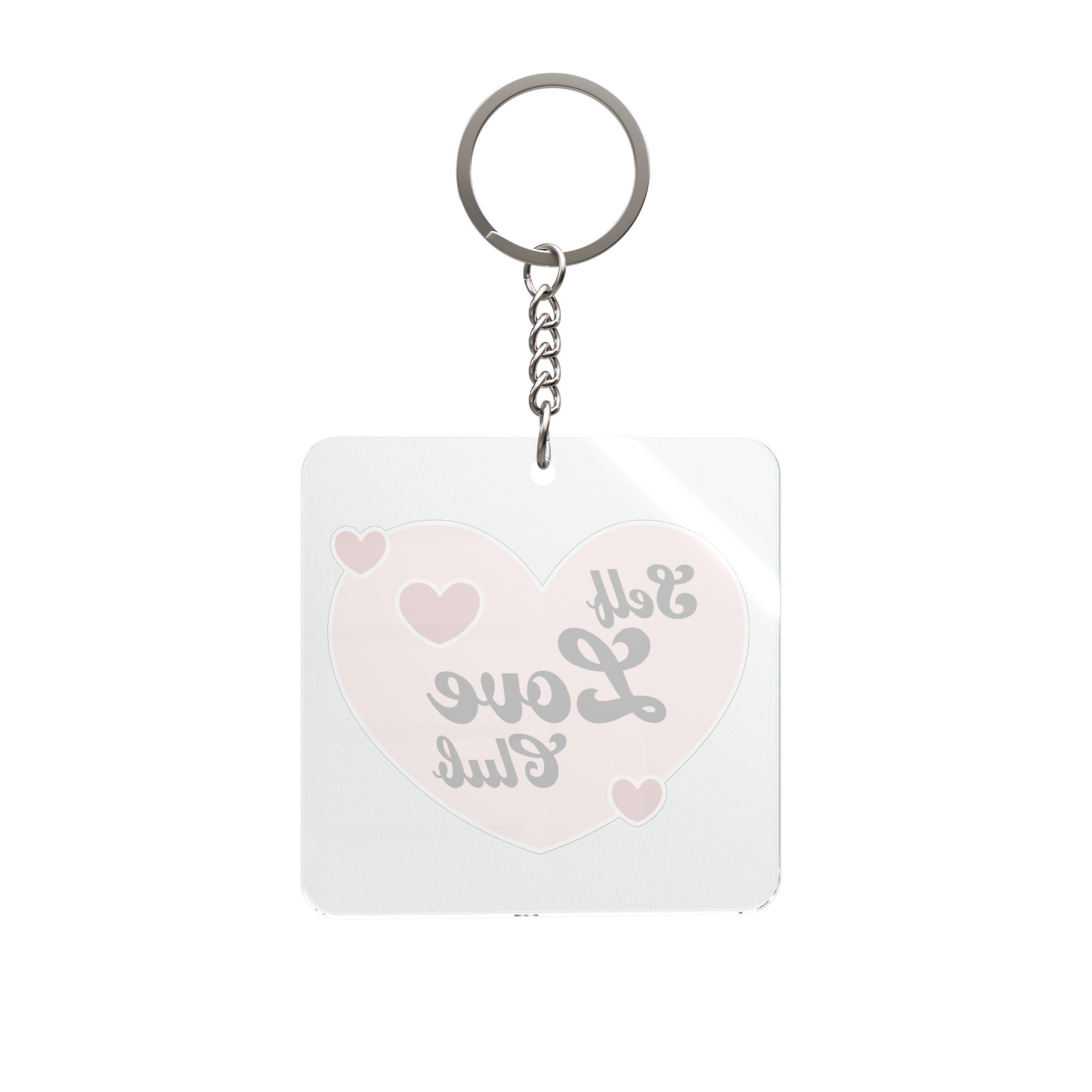 Self Love Club Square Keychain – Pink Heart Self-Care Accessory