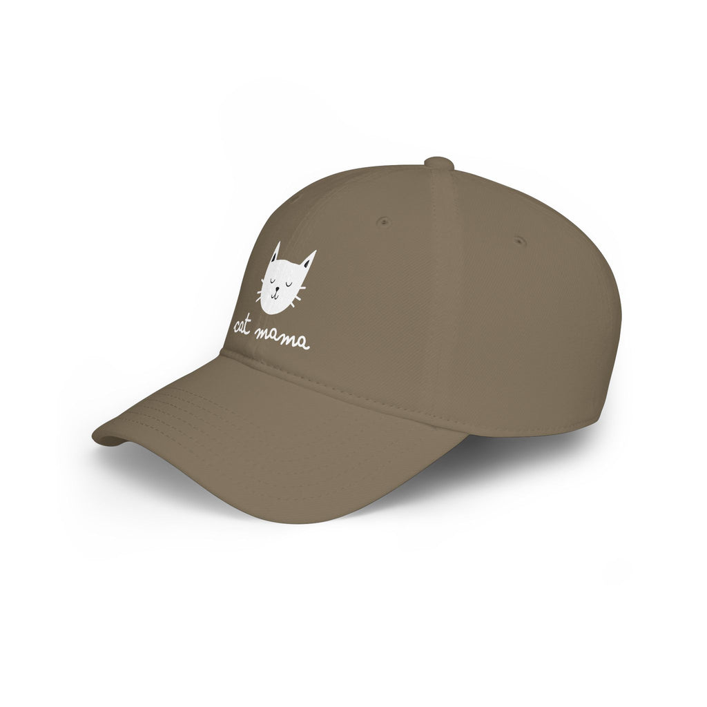 Cat Mama Baseball Cap — Cute Cat Face Embroidered Low Profile Hat