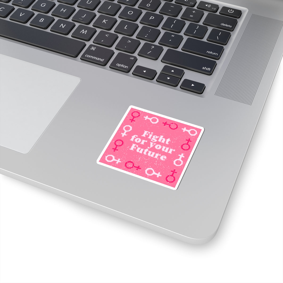 Fight for Your Future Sticker — Feminist Pink Symbol Laptop Decal