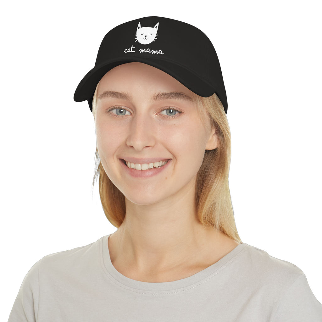 Cat Mama Baseball Cap — Cute Cat Face Embroidered Low Profile Hat