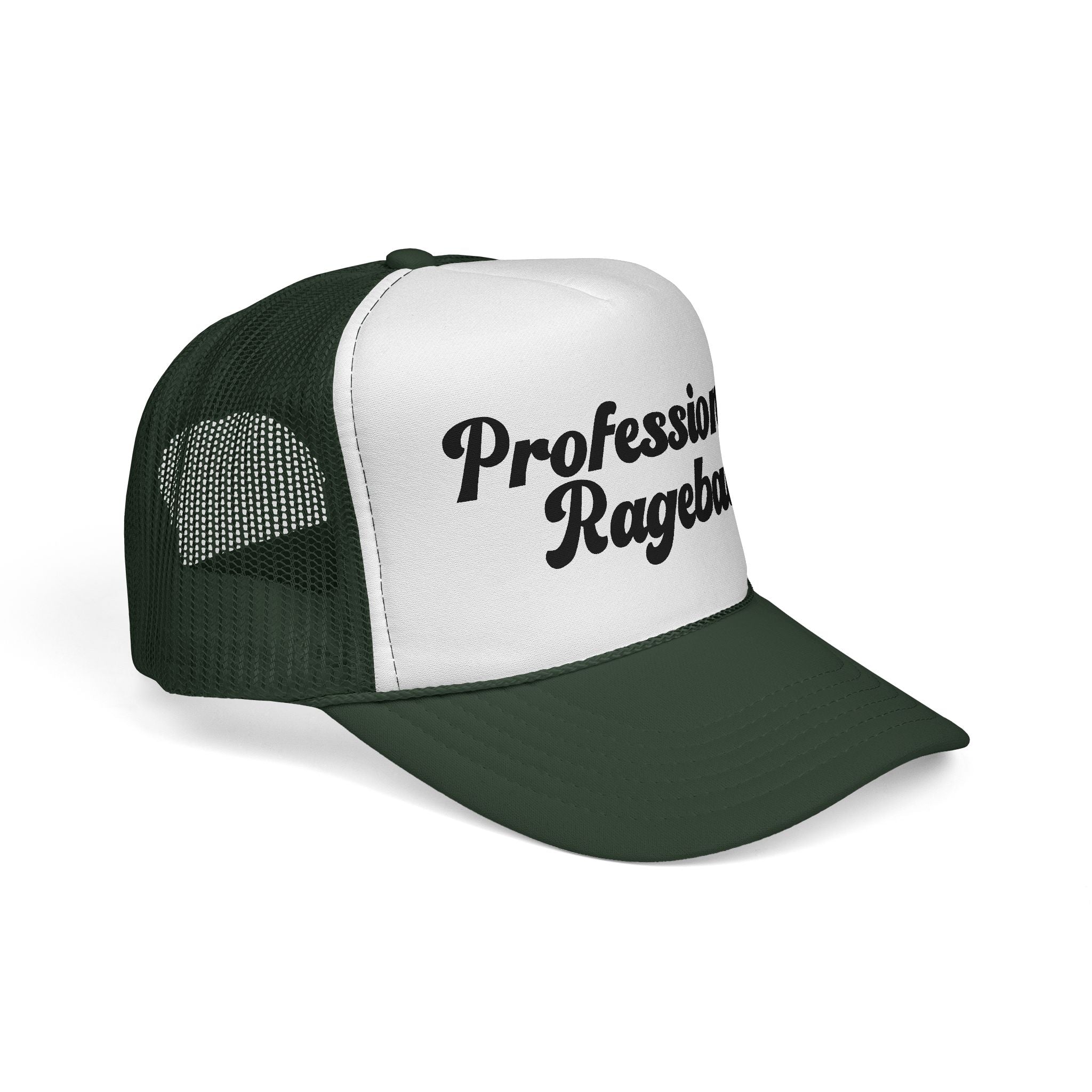 Trucker Cap — "Professional Ragebaiter" Retro Script Mesh Hat