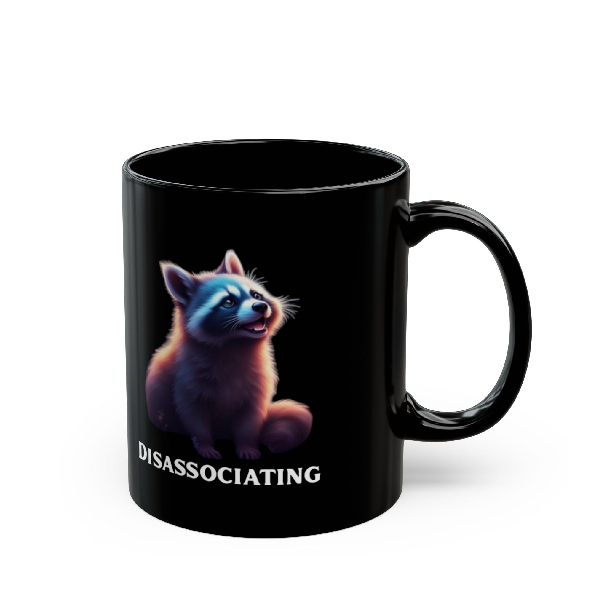 Disassociating Raccoon Mug - Cute Animal Black Coffee Cup (11oz/15oz)