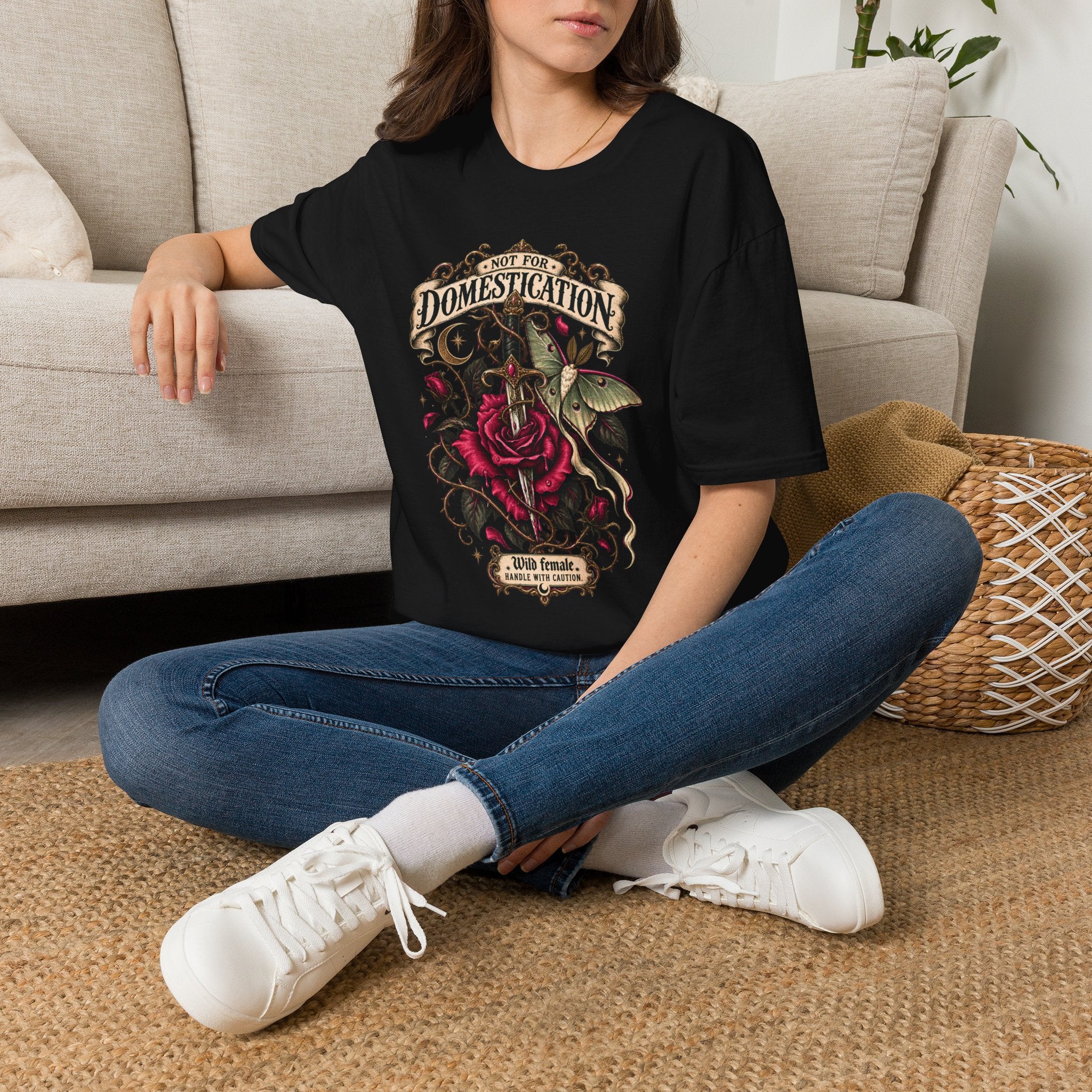 Not for Domestication Women’s Graphic Tee | Feral Feminist Shirt | Dark Botanical T-Shirt