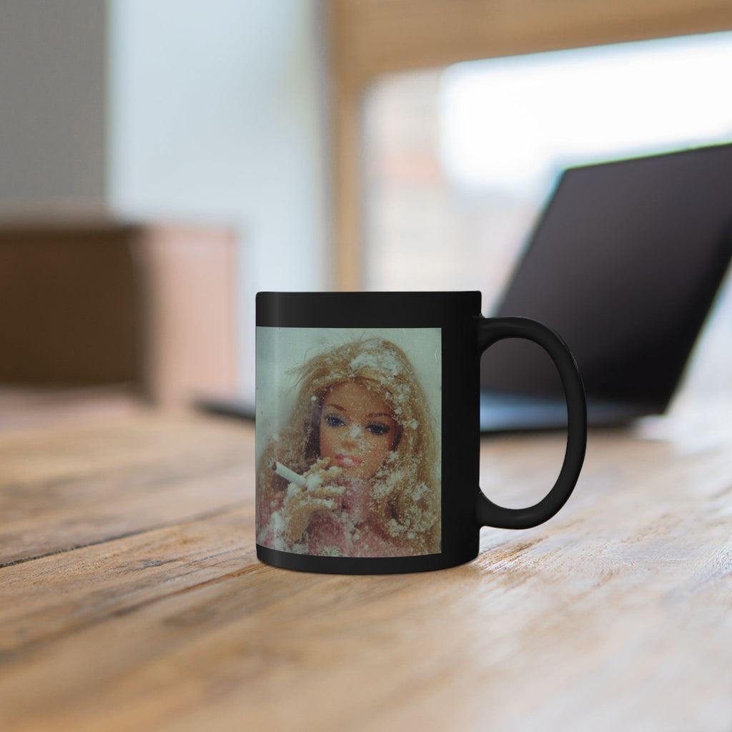 Vintage Doll Smoking Portrait Mug — Retro Doll Art Coffee Cup
