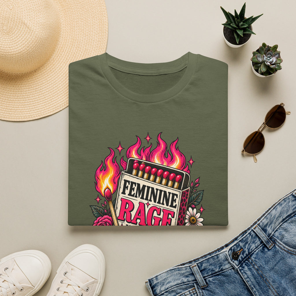 Feminine Rage Is A Public Service T-Shirt | Matchbox Floral Graphic Tee | Feminist Statement Shirt