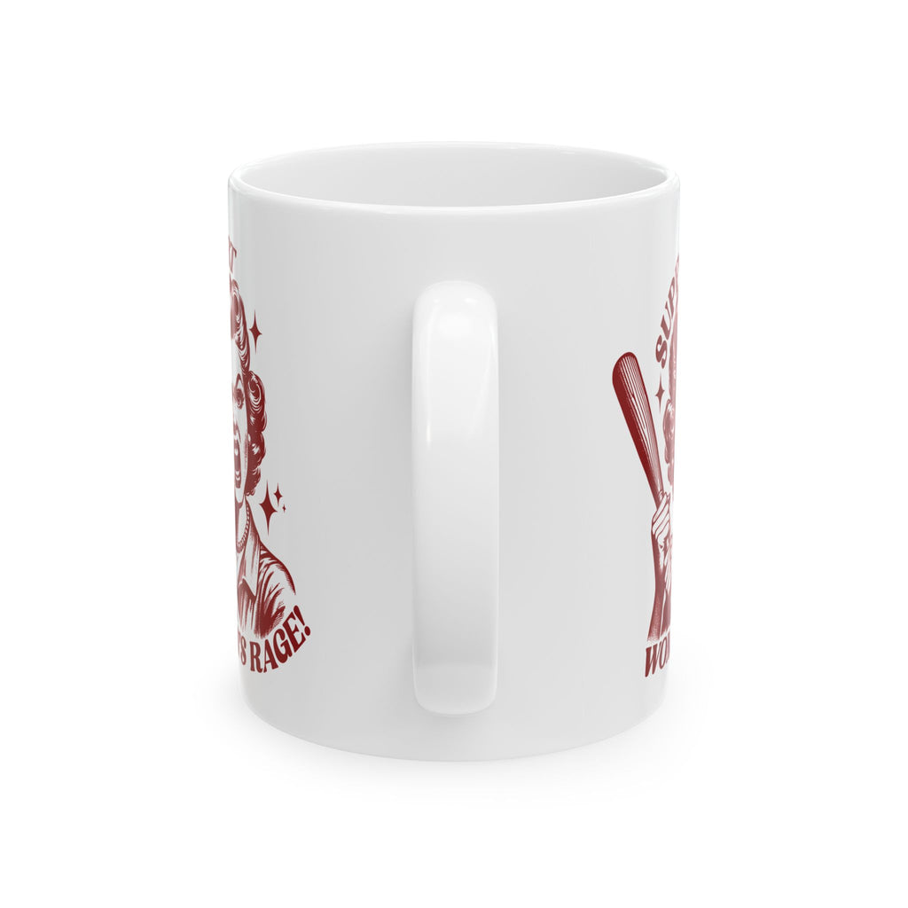 Support Women's Rage Mug — Feminist Retro Baseball Bat Coffee Cup