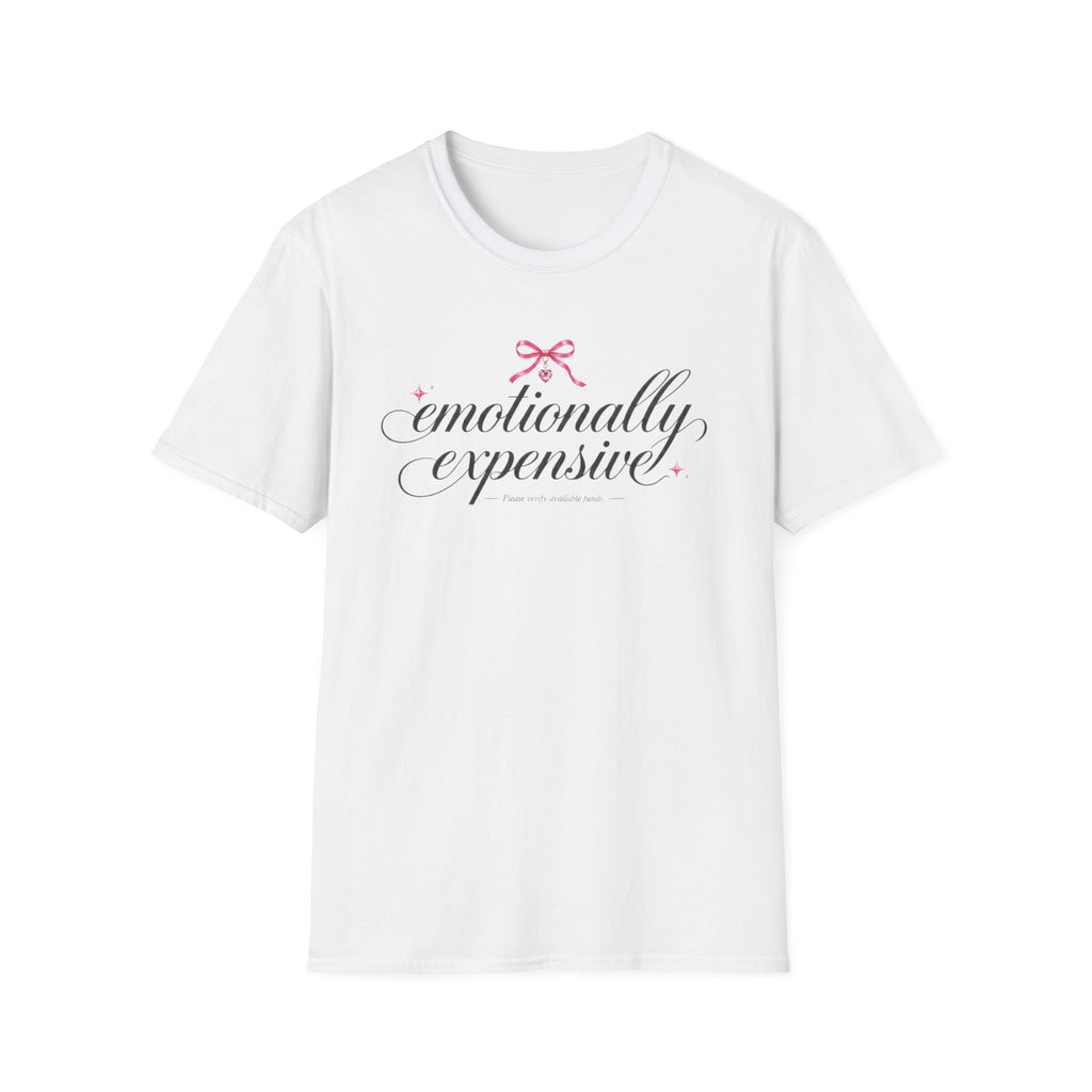 Emotionally Expensive Tee | Coquette Bow Graphic Shirt | Funny Trendy Y2K Style T-Shirt