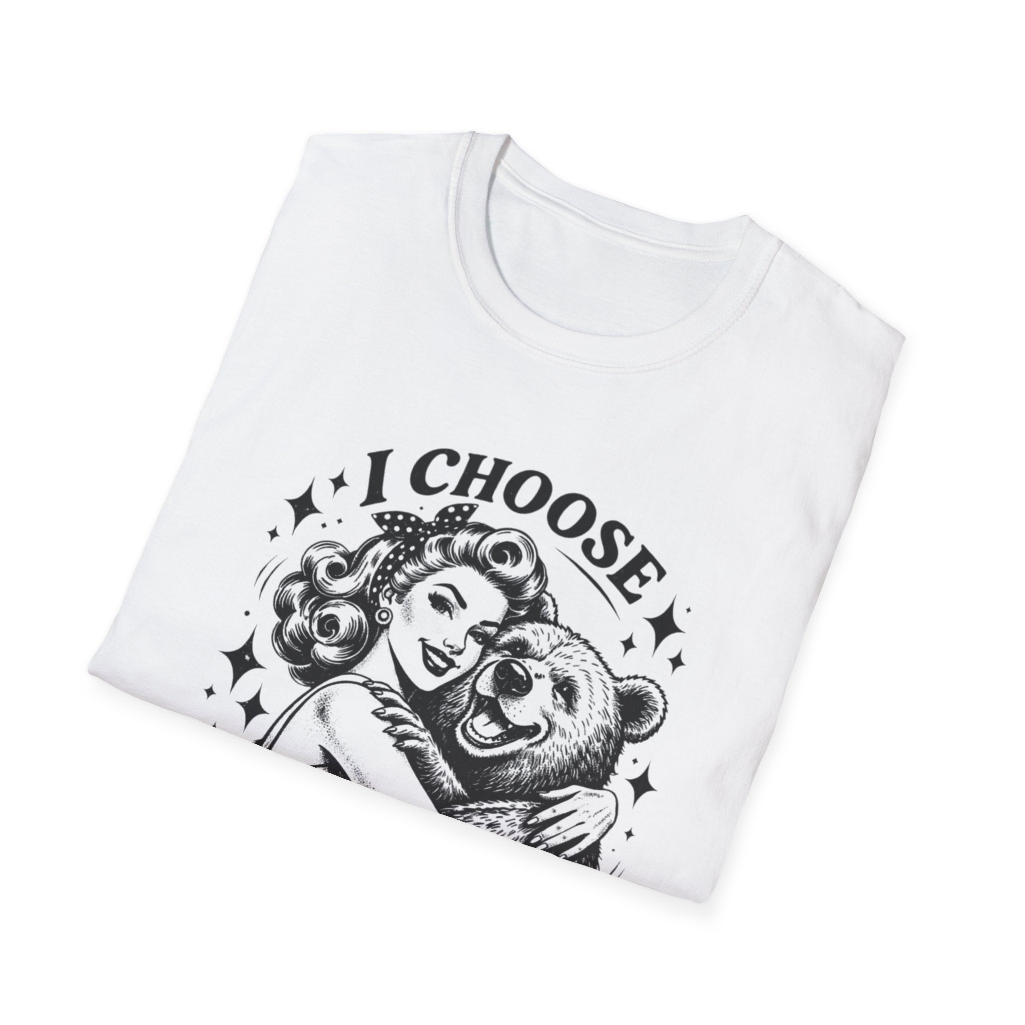 I Choose The Bear T-Shirt — Vintage Pinup Bear Hug Tee