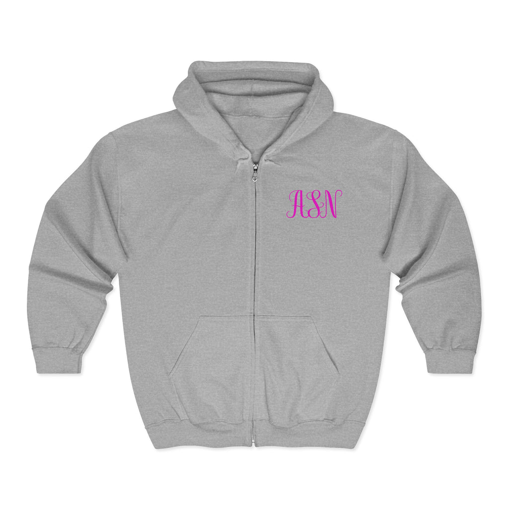 Monogram Zip Hoodie — Personalized A&N Script Embroidery