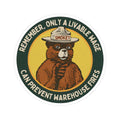 Kiss-Cut Sticker — Smokey Bear “Remember, Only a Livable Wage Can Prevent Warehouse Fires” Vintage