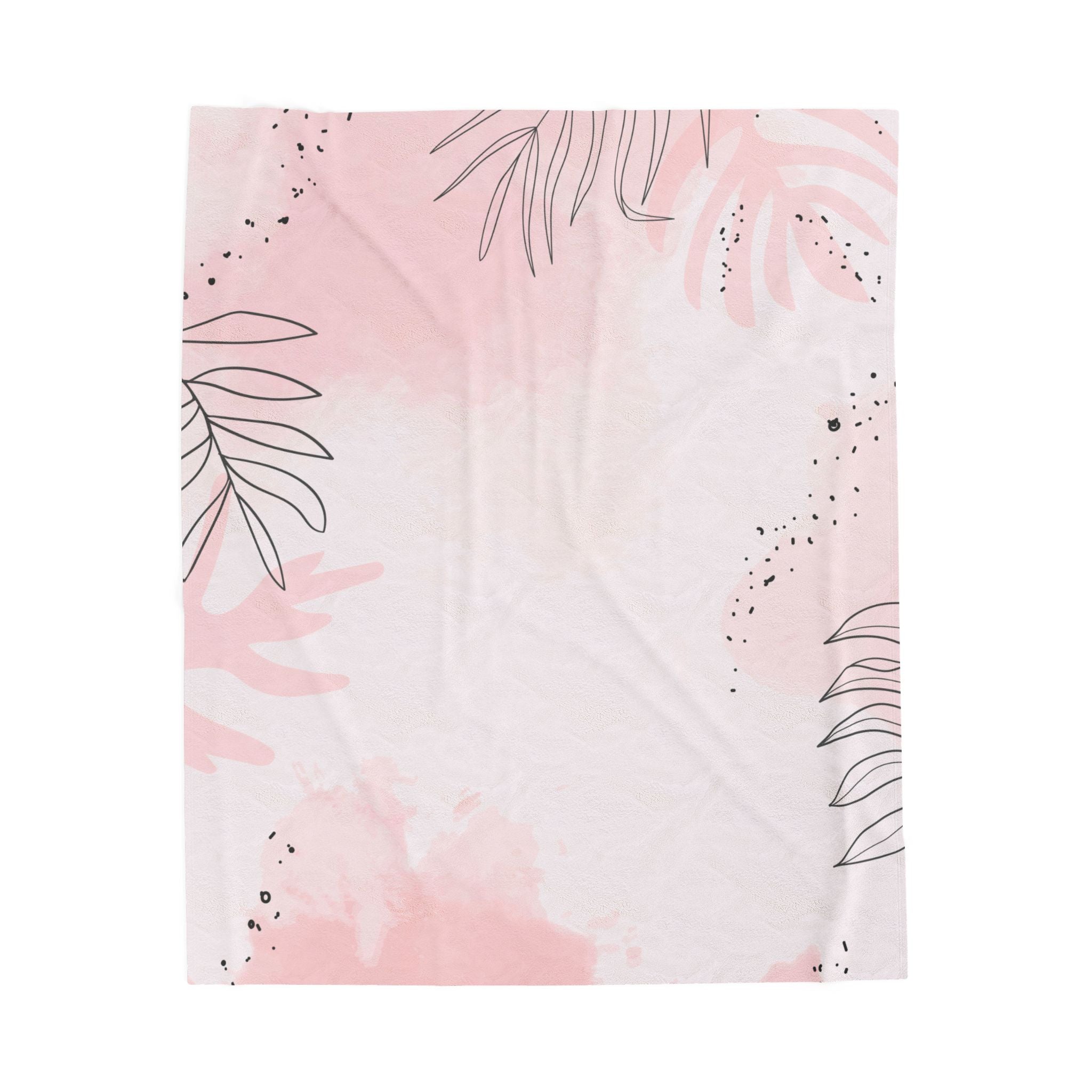 Pink Watercolor Floral Velveteen Plush Blanket – Soft Botanical Throw for Women, Nursery & Cozy Gifts