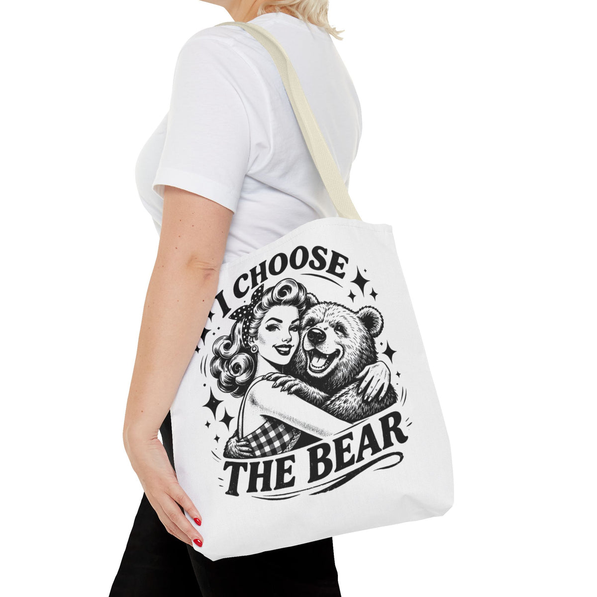 I Choose The Bear Retro Graphic Tote Bag