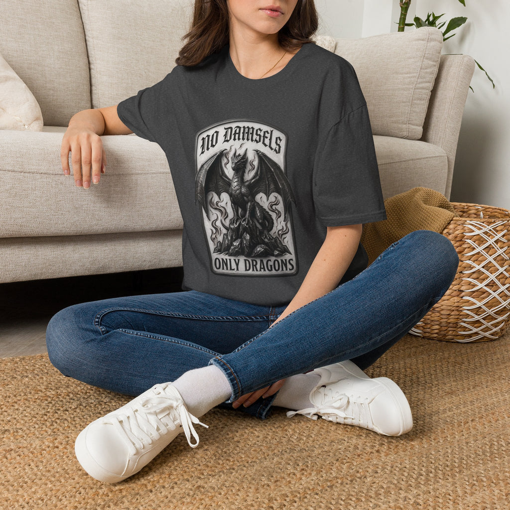 No Damsels Only Dragons Shirt, Feminist Dragon Tee, Fantasy Feminist Shirt, Strong Women Graphic Tee, Girl Power Shirt, Dark Fantasy Tshirt, Witch Aesthetic Shirt, Anti Damsel Shirt
