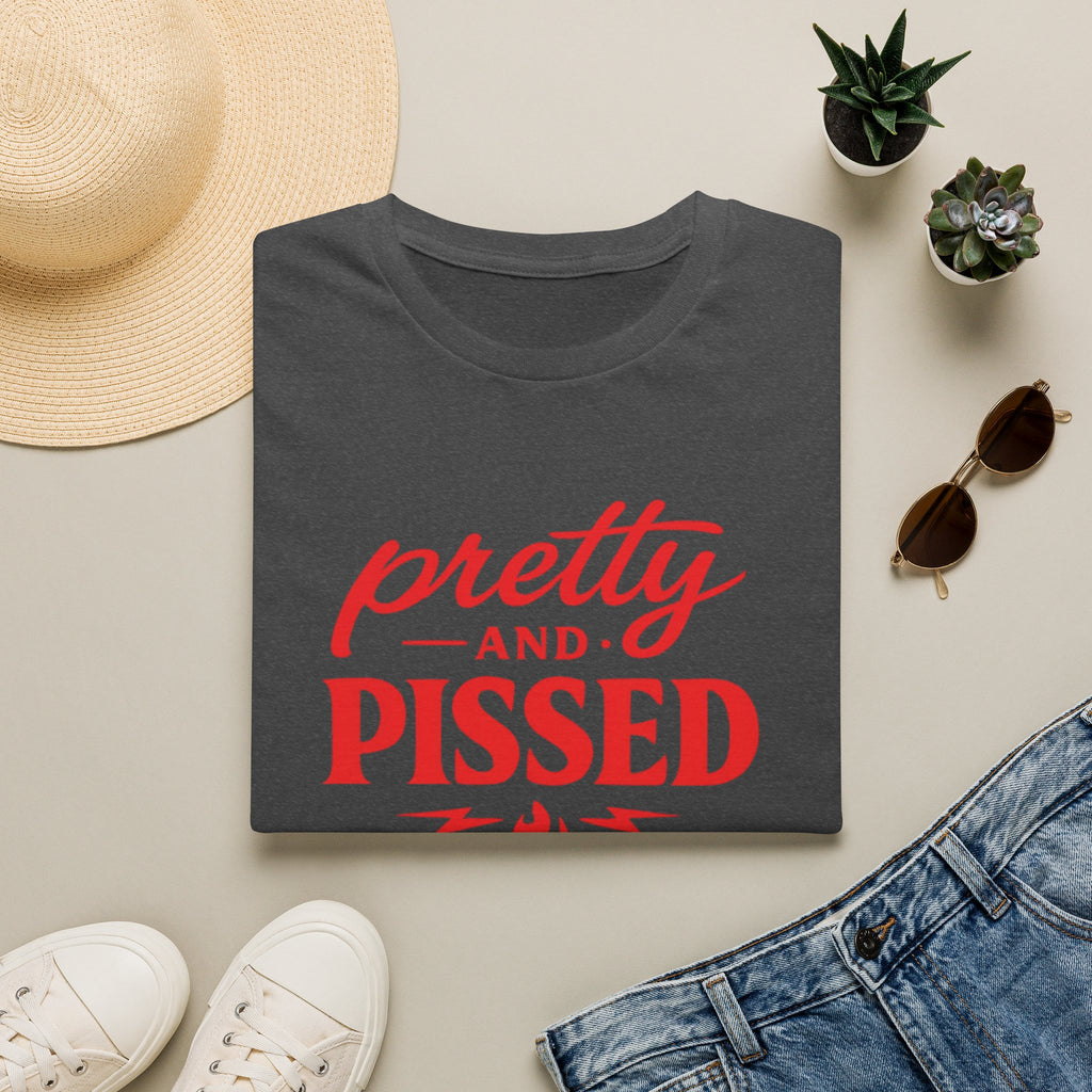 Pretty And Pissed Shirt | Funny Feminist Graphic Tee | Bold Red Typography Women’s Tee