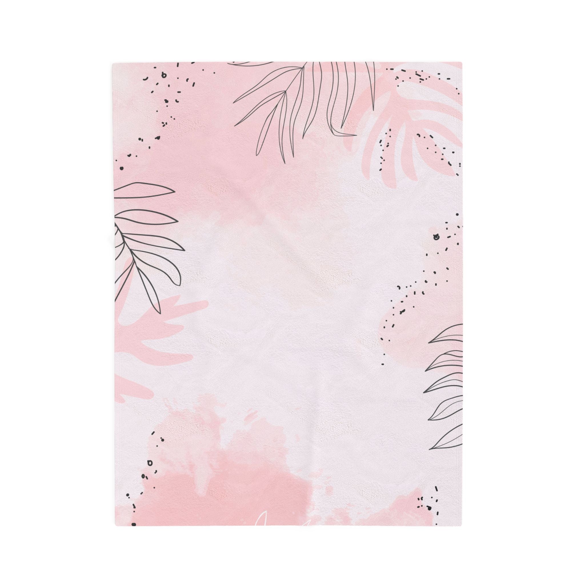 Pink Watercolor Floral Velveteen Plush Blanket – Soft Botanical Throw for Women, Nursery & Cozy Gifts
