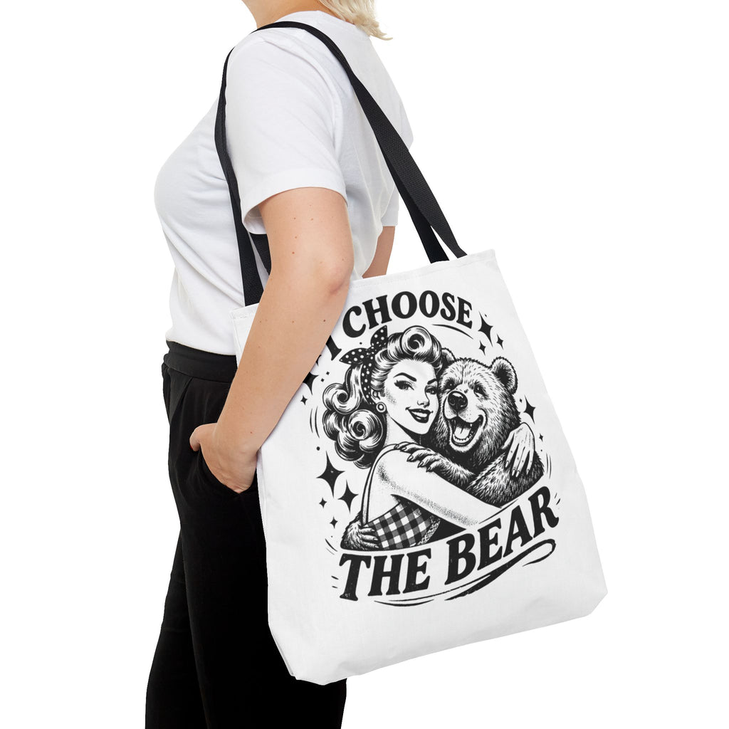 I Choose The Bear Retro Graphic Tote Bag