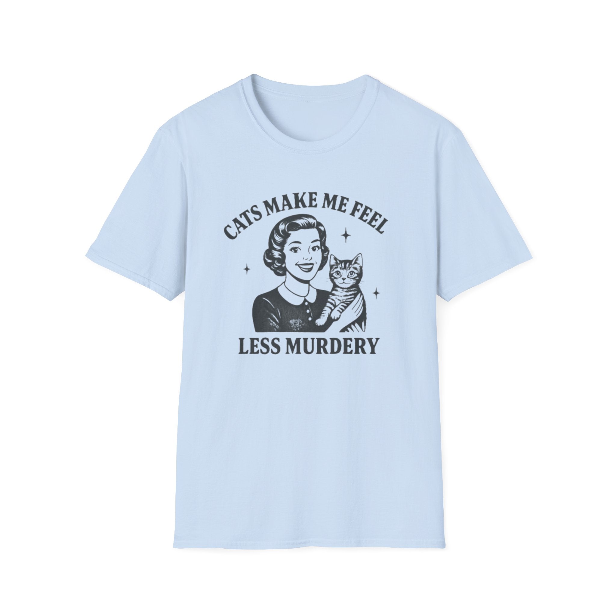 Cat Lover T-Shirt — “Cats Make Me Feel Less Murdery” Vintage Retro Tee