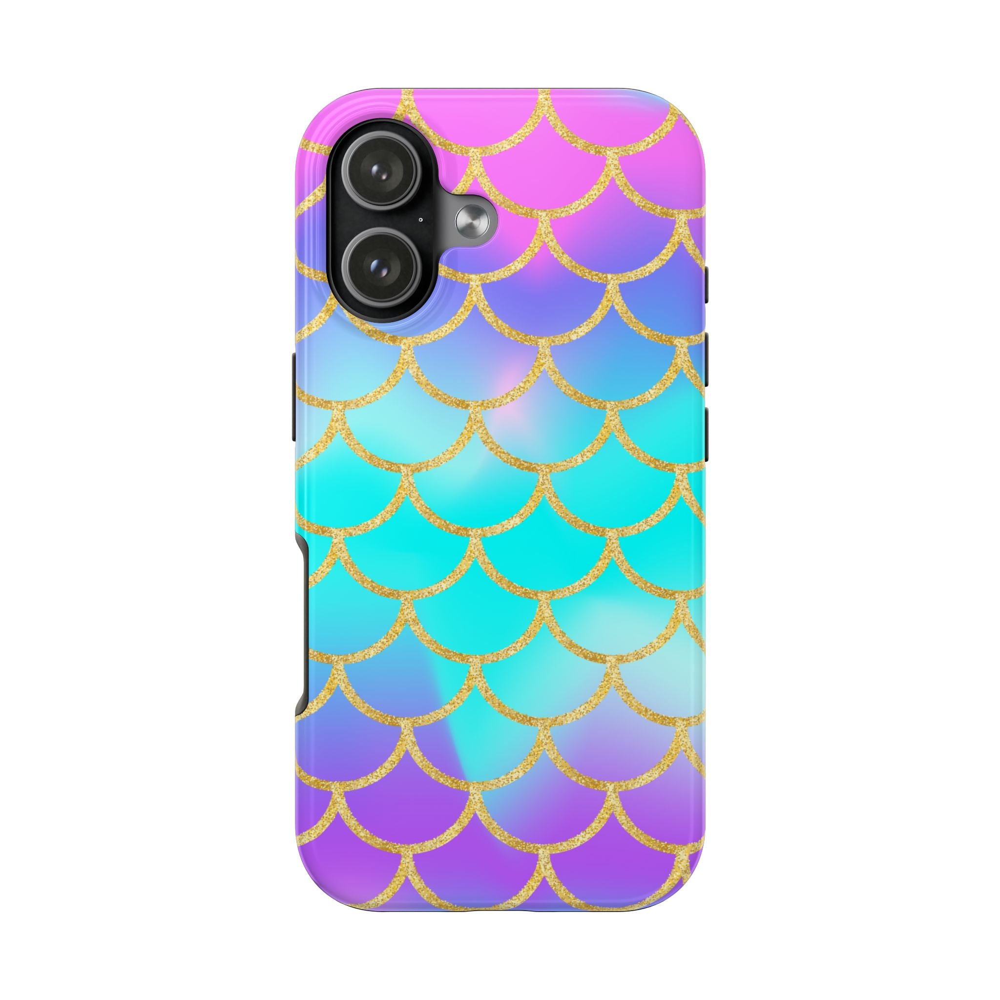 Mermaid Scale Tough Phone Case — Iridescent Aqua Purple with Gold Accent