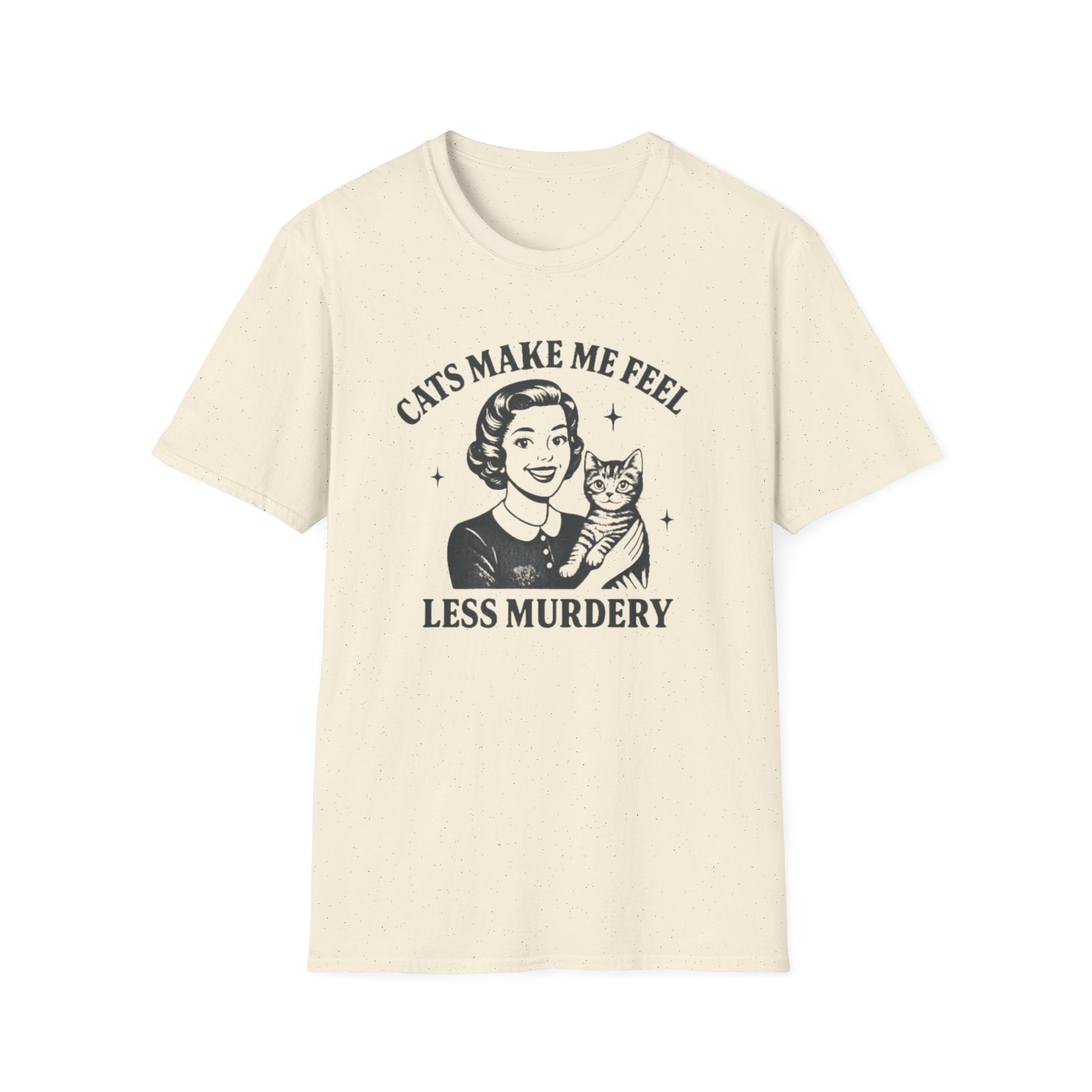 Cat Lover T-Shirt — “Cats Make Me Feel Less Murdery” Vintage Retro Tee