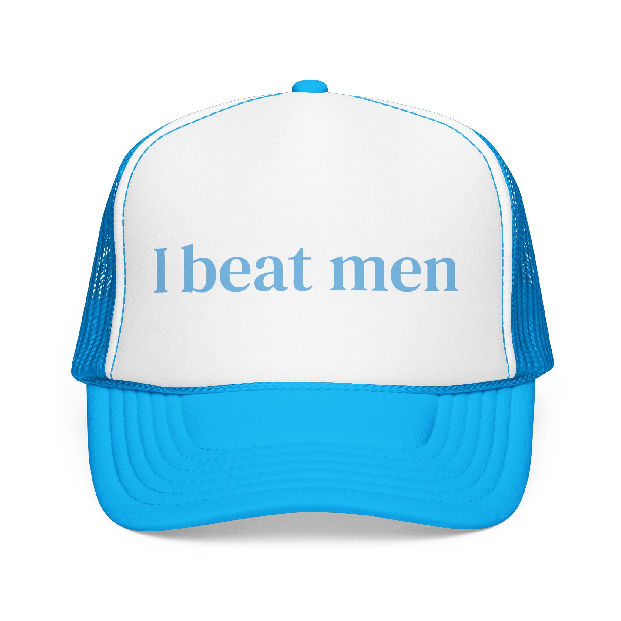 “I Beat Men” Trucker Hat | Feminist Snapback | Funny Sarcastic Hat for Women | Glitter and Rage