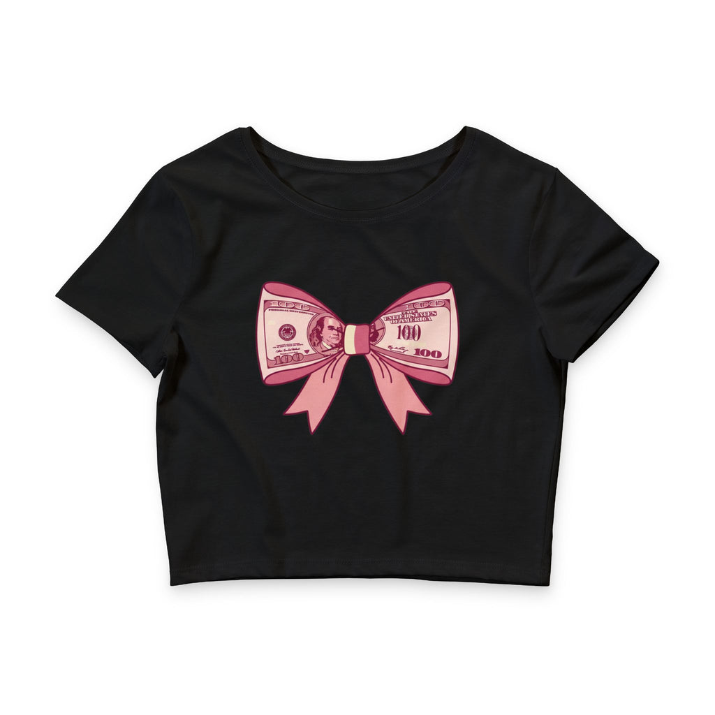 Pink Money Bow Crop Tee — Cute Feminine Graphic Top