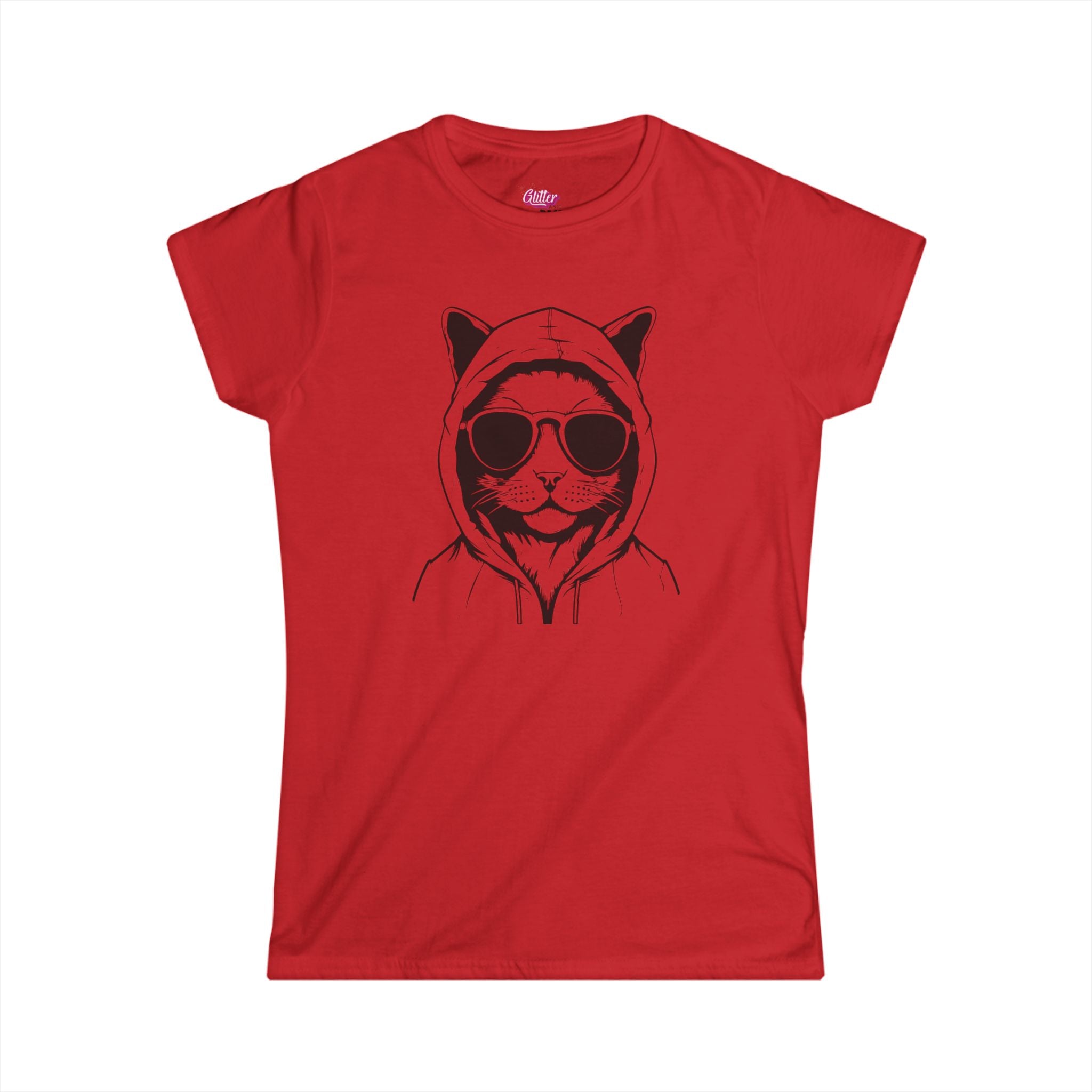 Cat in Hoodie Tee — Cool Cat Graphic Women's T-Shirt