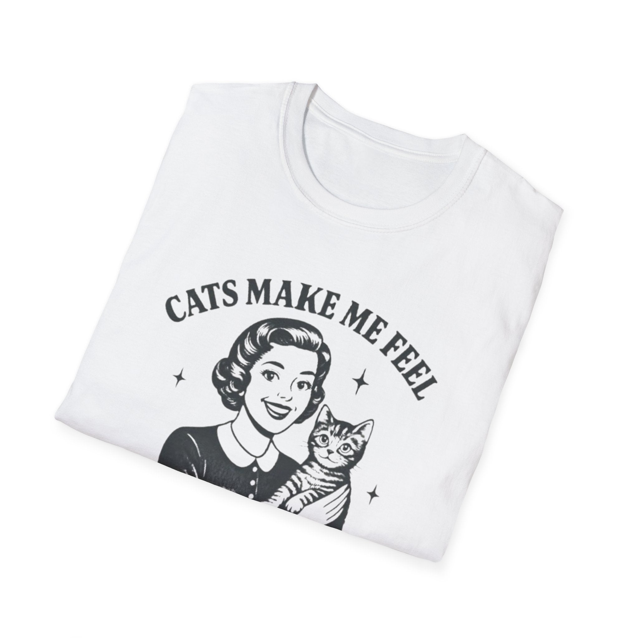 Cat Lover T-Shirt — “Cats Make Me Feel Less Murdery” Vintage Retro Tee
