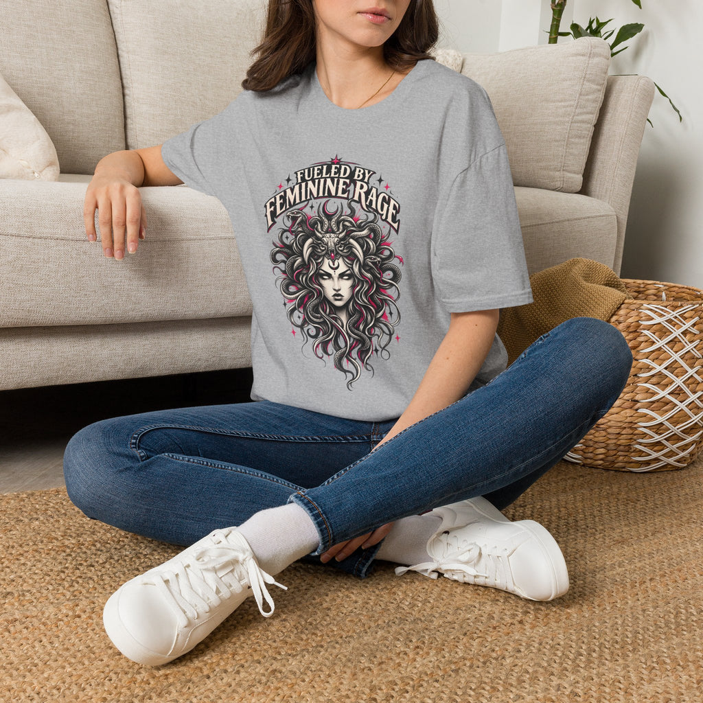 Fueled by Feminine Rage Medusa Tee, Dark Feminist Snake Goddess shirt