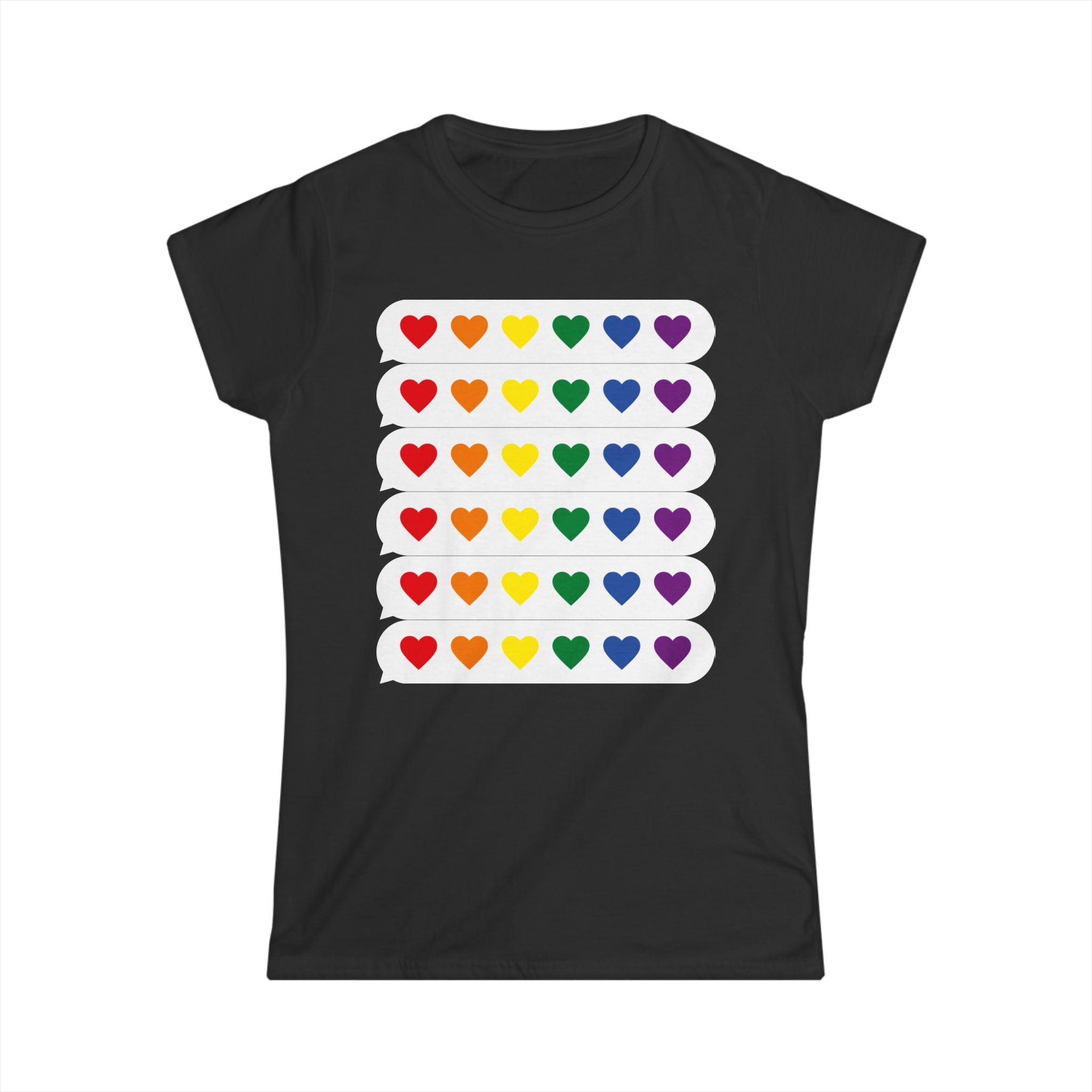 Rainbow Heart Grid Tee — LGBTQ+ Pride Women's T-Shirt