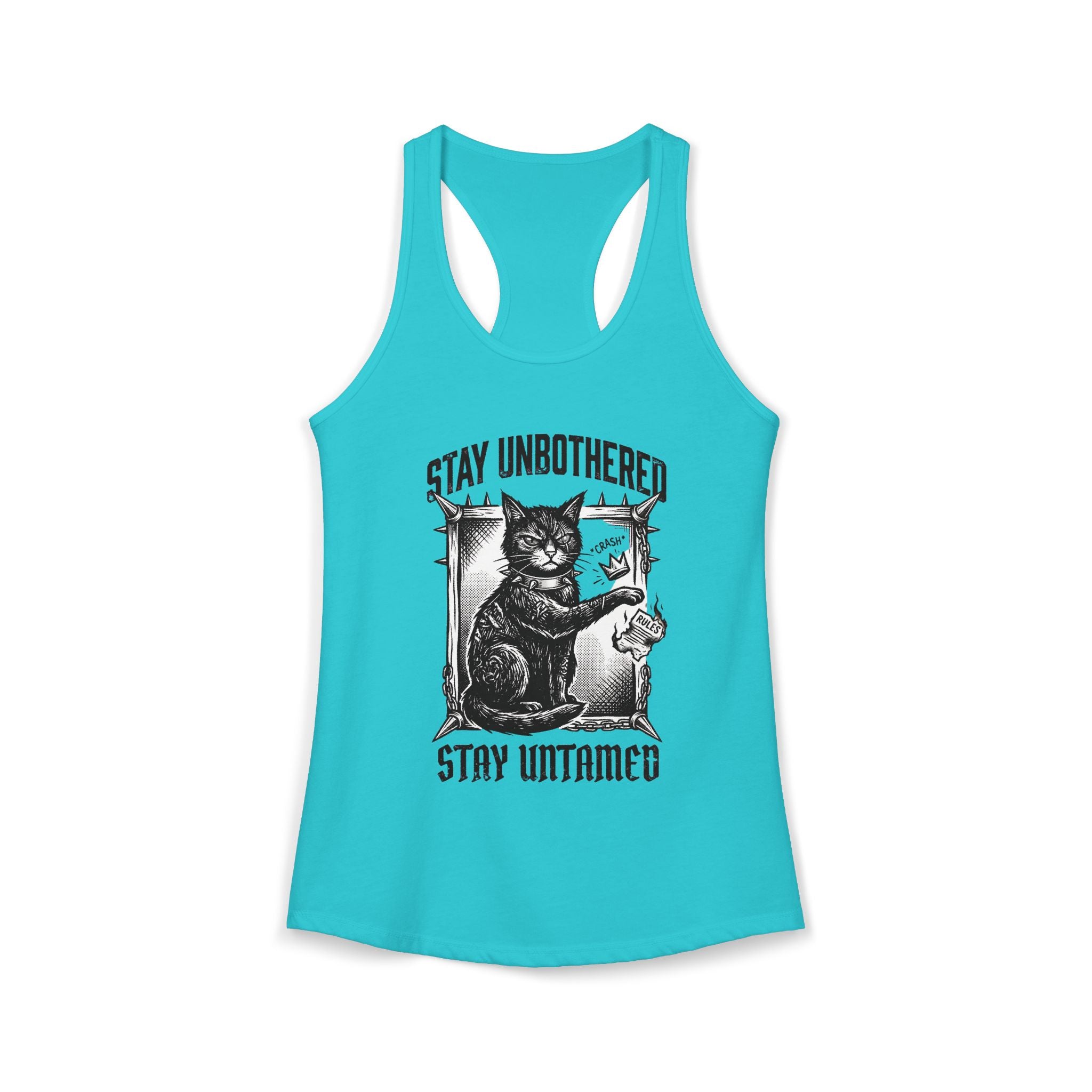 Stay Unbothered Stay Untamed Black Cat Tank Top | Edgy Cat Shirt | Unapologetic Women’s Tank | Dark Aesthetic Cat Tee | Glitter and Rage