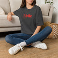 I Bite T-Shirt — Funny Gothic Script Graphic Tee