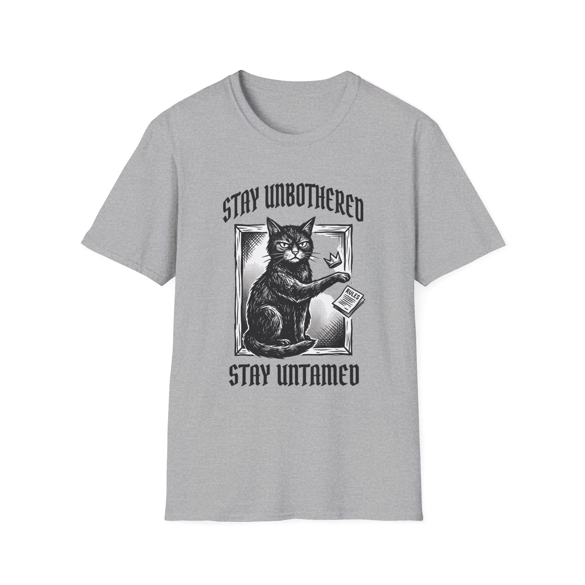 Stay Unbothered Stay Untamed Black Cat Tee | Edgy Cat Shirt | Unapologetic Women’s T shirt Dark Aesthetic Cat Tee | Glitter and Rage