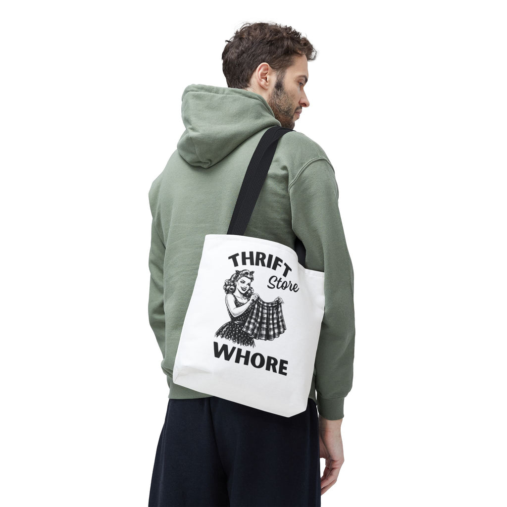 Thrift Store Whore Tote Bag – Funny Vintage Pin-Up Thrifting Quote