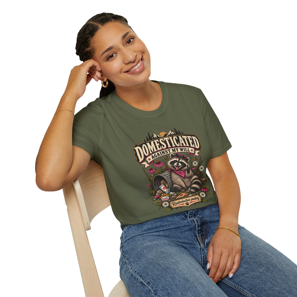 Domesticated Against My Will Raccoon Shirt | Funny Feral Women’s Tee