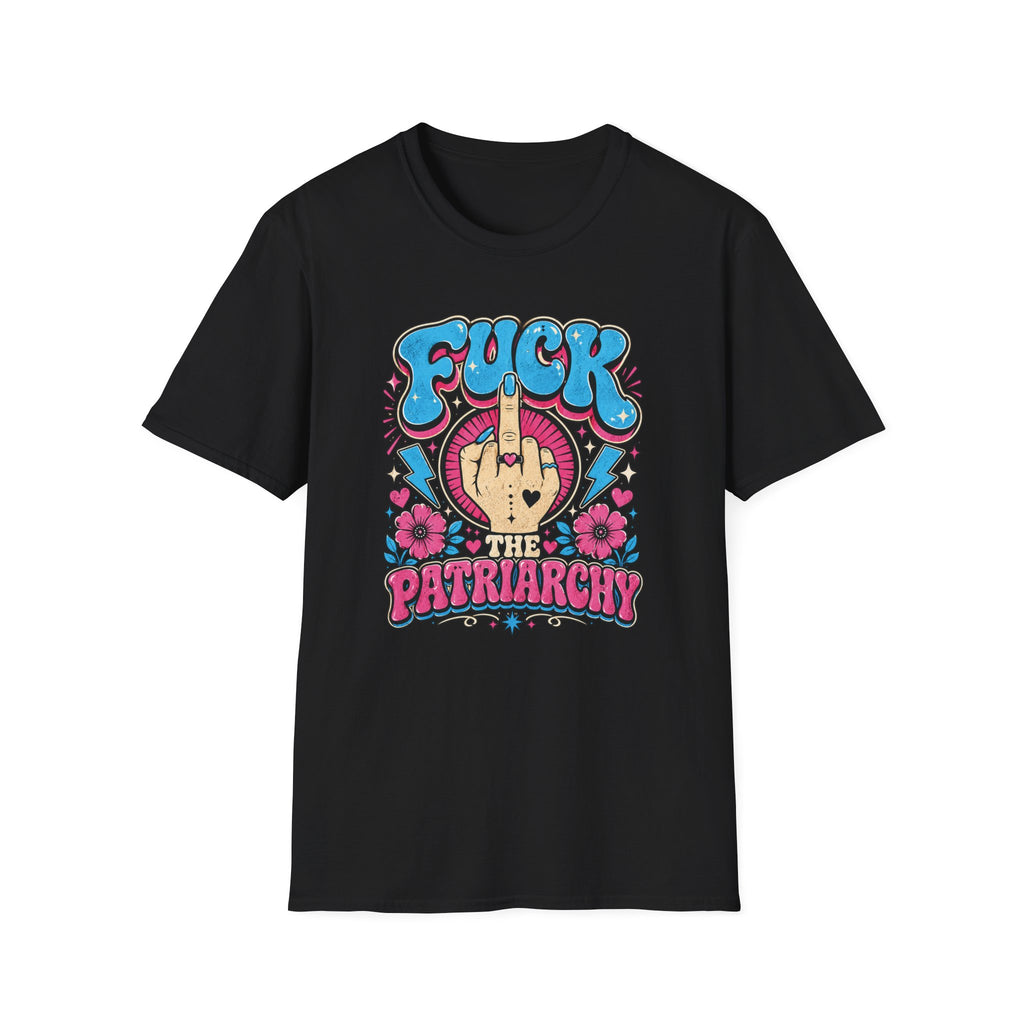 Fuck The Patriarchy Retro Tee, Groovy Feminist Middle Finger Shirt