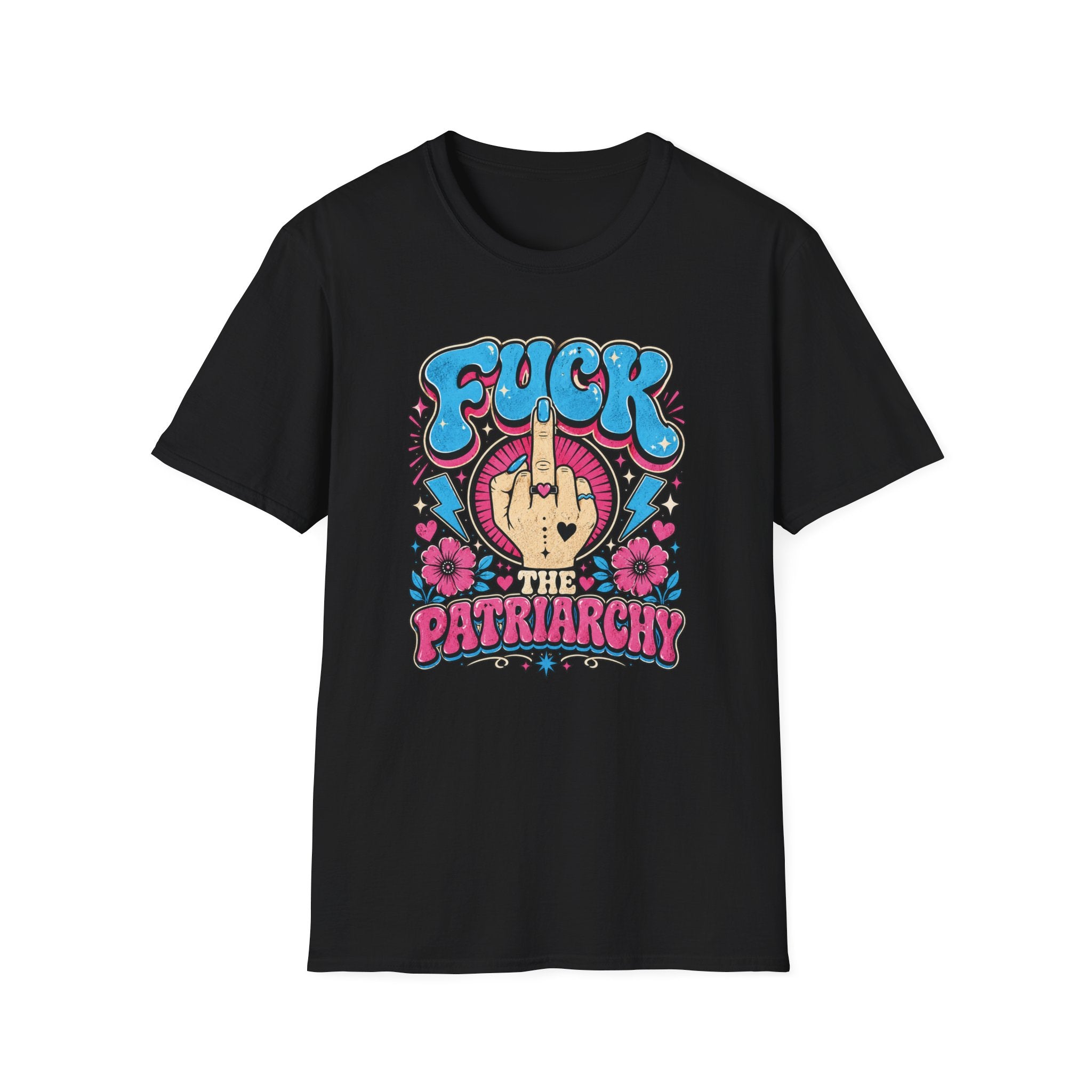 Fuck The Patriarchy Retro Tee, Groovy Feminist Middle Finger Shirt